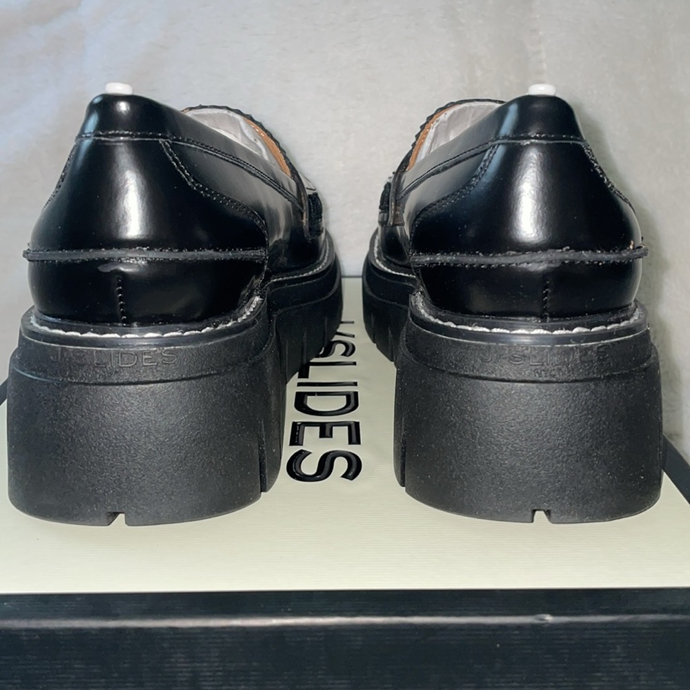 NWT J/SLIDES TYLER Black Leather Platform Penny Loafer - Picture 11 of 16
